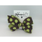 Brown / Lime Juice Dots Bow - 4 Inch